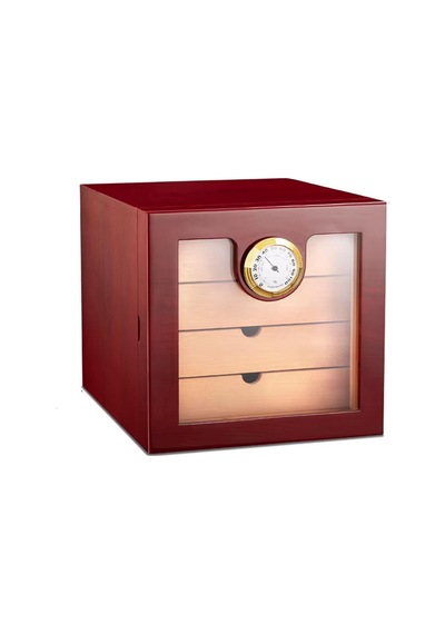 Cigarloong Camlı 4 Çekmeceli Puro Kutusu Humidor Maun 60's