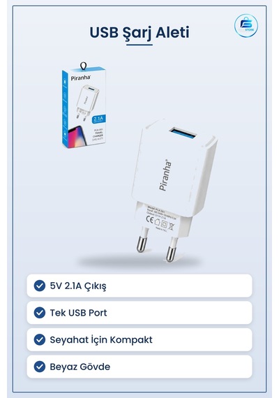 Şarj Aleti Usb Çıkışlı 5v 2.1a Seyahat Duvar Adaptörü Telefon Uyu