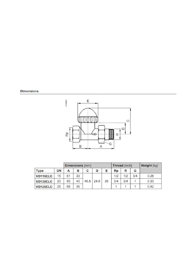 Sıemens Vana Radyatör Düz 3/4'' Vd120clc