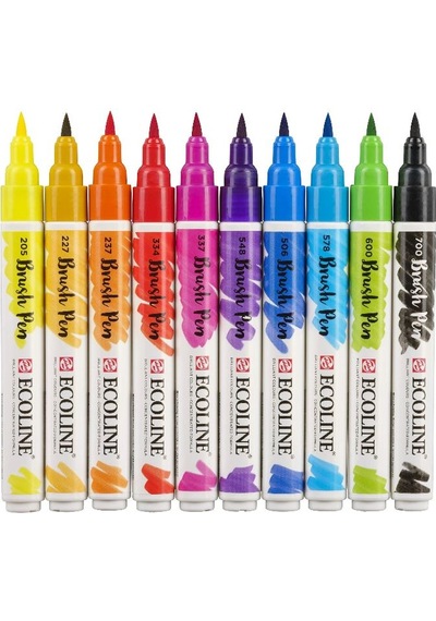 Talens Ecoline Brush Pen Fırça Uçlu Kalem Seti 10 Renk Prımary