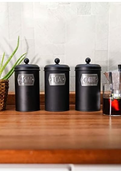 The Mia Çay Şeker Kahve Kavanozu 1,60 Lt Siyah 7009