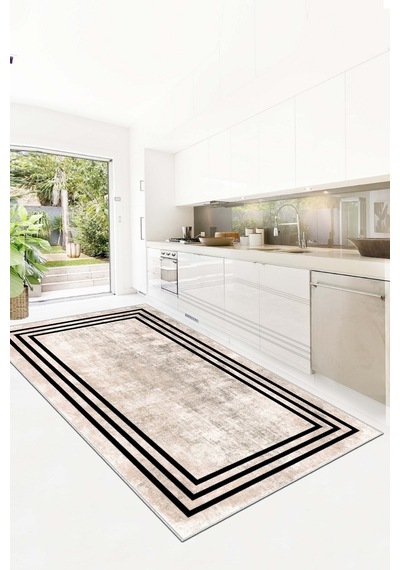 West Home Dijital Baskı Yıkanabilir Kaymaz Taban Leke Tutmaz Bej Mutfak Halısı Salon Halısı Ve Yolluk Wh 413 Beige