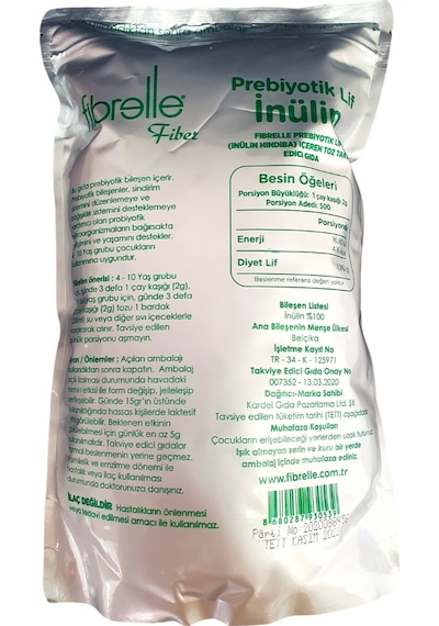 Fibrelle Prebiyotik Lif Doğal İnülin Hindiba 1 Kg x 2 Adet