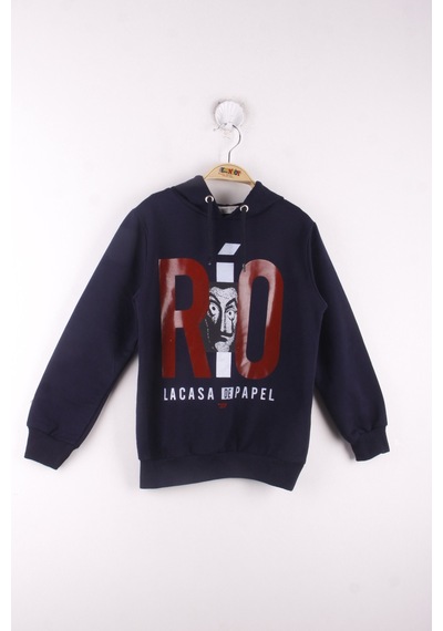 Toontoy Kids Toontoy Erkek Çocuk La Casa Baskılı Sweatshirt Lacivert