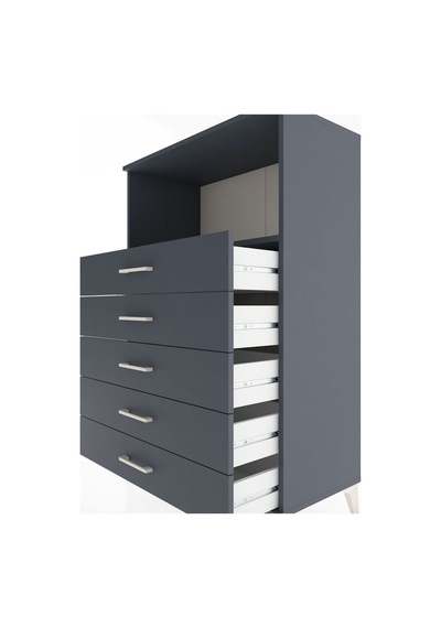 Hyperion Dolap Tek Raflı 4 Çekmeceli 88x44x134 Antrasit-antrasit Antrasit