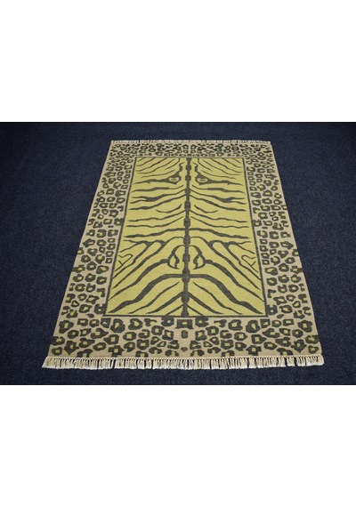 Zehra Abla Halı Yeni El Dokuma Modern Leopar Tasarım Yün Kilim 7395 Çok Renkli