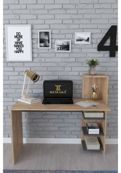 Tower Bilgisayar Masası, Pc Masası, Raflı Çalışma Masası - Meşe Diğer