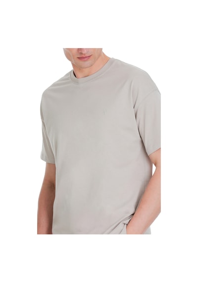 Hatemoğlu Ekru Regular Fit 100% Pamuk Bisiklet Yaka Oversize Tişört 1995330 Ekru