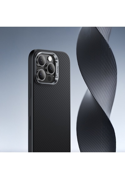 Apple Uyumlu iPhone 16 Pro Max Kılıf Karbon Fiber M-safe Kamera Kontrol Butonlu Benks Hybrid Armorpro 600d Kevlar Siyah