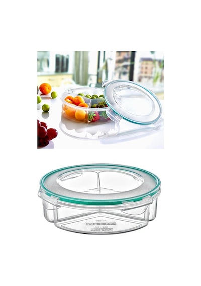 Fresh Box 3 Bölmeli Yuvarlak Saklama Kabı 1350 Ml Hava Geçirmez Sıvı Sızdırmaz Beslenme Kabı Plastik Diğer