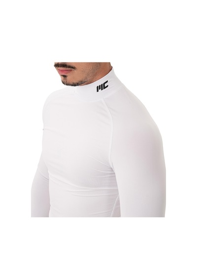 Musclecloth Tech Mock Uzun Kollu T-shirt Beyaz Beyaz