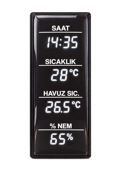 Sanec Nemli Ortam Dijital Saat, Saat, Sıcaklık Ve Nem - Mavi, Beyaz Ve Kırmızı Işık Kasa Ölçüsü: 30x60cm