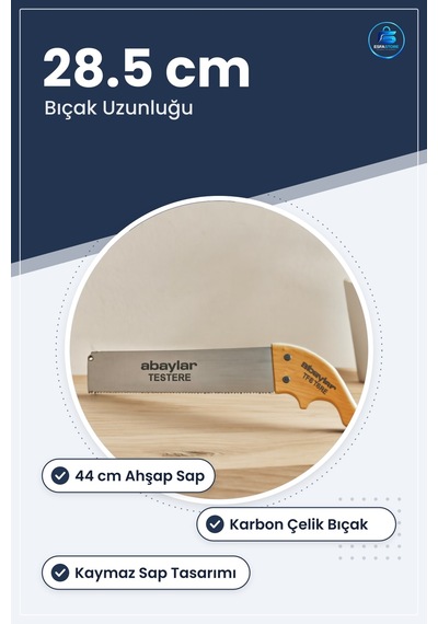El Testeresi Ahşap Saplı 28.5 Cm Bıçak Sap 44 Karbon Çelik Tester