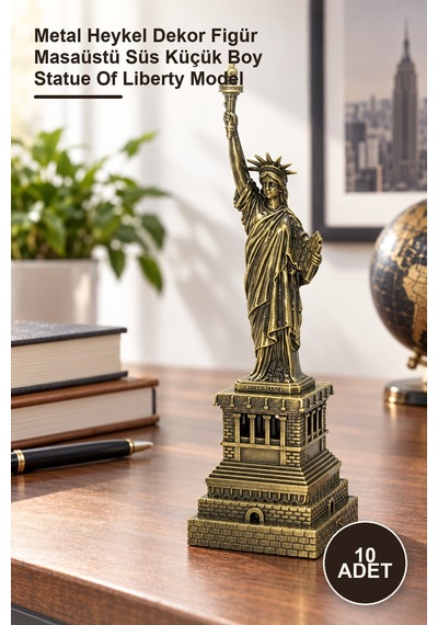 10 Adet Metal Özgürlük Anıtı Metal Heykel Dekor Figür Masaüstü Süs Küçük Boy Statue Of Liberty Model 1
