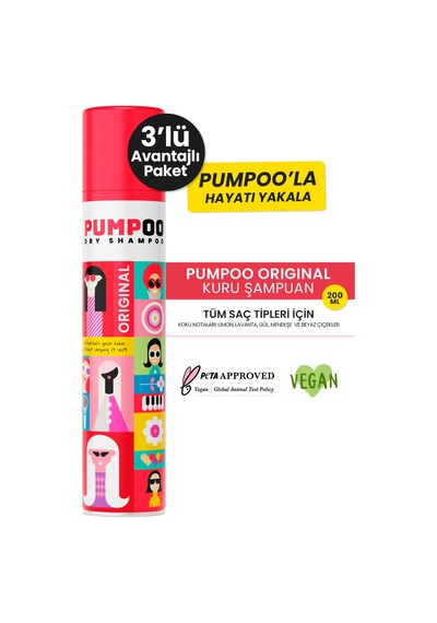 Pumpoo Kuru Şampuan 3 x 200 ML