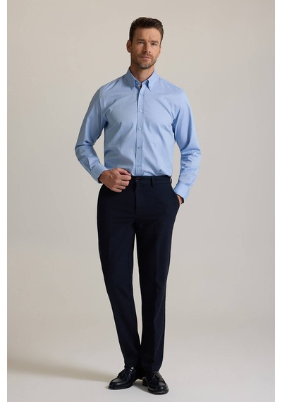 Erkek Lacivert Regular Fit Yan Cepli Kışlık Kanvas Pantolon