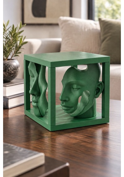 Soyut Çift Yüzlü Büst Figürlü Dekoratif Biblo - 16cm Büyük Boy 16731046