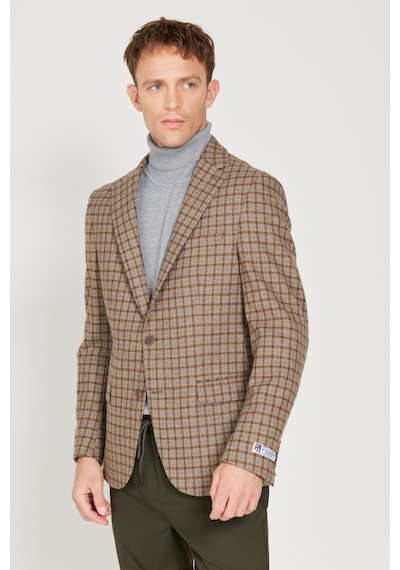 AC&Co / Altınyıldız Classics Erkek Kahve Bej Slim Fit Dar Kesim Mono Yaka Kareli Yünlü Ceket Kahve Bej AC&Co / Altınyıldız Classics Erkek Kahve Bej Slim Fit Dar Kesim Mono Yaka Kareli Yünlü Ceket Kahve Bej