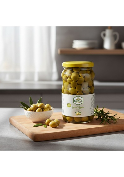 Egelya Akhisar Domat Kırma Yeşil Zeytin 1 Kg Düşük Acılık, Dengeli Tuzlu