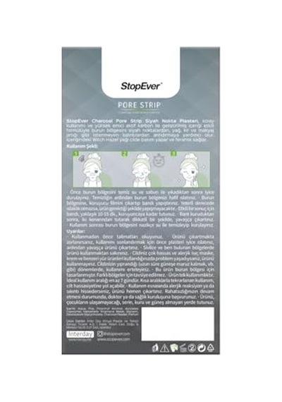 Stopever Pore Strip Siyah Nokta Bandı 2'li Paket Charcoal + Tea Tree Siyah Nokta Karşıtı Gözenek Temizleyici Aktif Karbon & Çay Ağacı Özlü 12 Adet 10