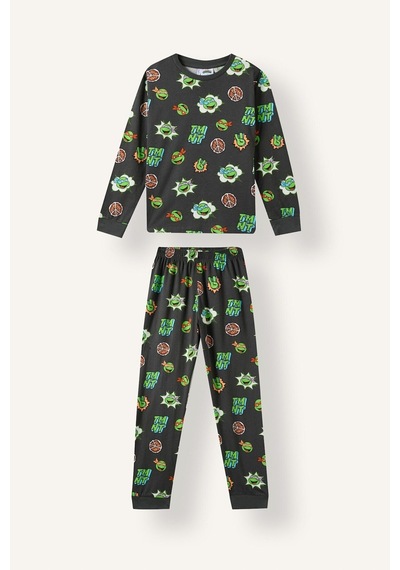 Defacto %100 Pamuk Ninja Turtles Baskılı 2li Pijama Takımı Erkek Çocuk I3396a826wnar221 Antrasit-ar221