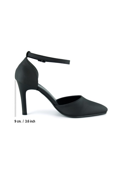 Erkan Saçmacı Sindy Plus Siyah Saten Bantlı İnce Topuklu Abiye Stiletto Ayakkabı