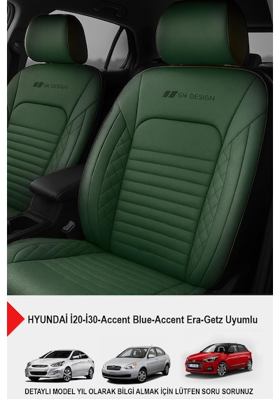 İstanbul Serisi Deri Oto Koltuk Kılıfı Hyundai İ20-i30-accent-blue-era-getz Uyumlu Yeşil