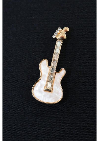 Sedef Gitar Broş. Yaka İğnesi Gitarlı Broş. Tasarım Gitar Broş. Erkek Broş. Kadın Broş. Gitar Broş. Gold