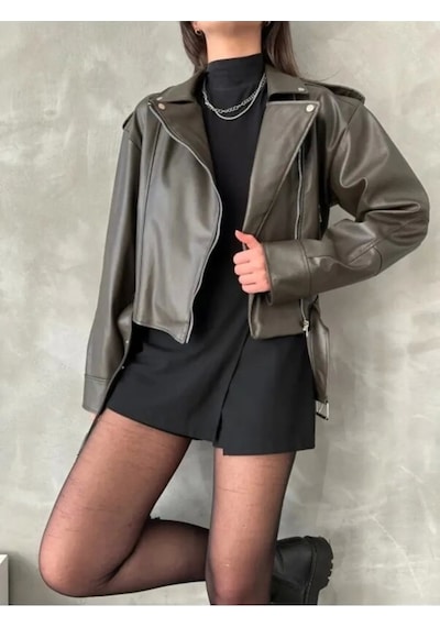 Genculus Kemerli Kadın Deri Ceket Yeni Sezon Oversize Çok Renkli