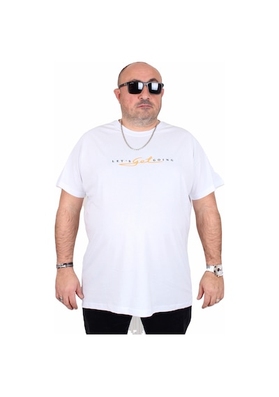 Moc Grande Mocgrande Erkek Büyük Beden Sıfır Yaka Tişört Lets Get Going 25175 Beyaz Beyaz