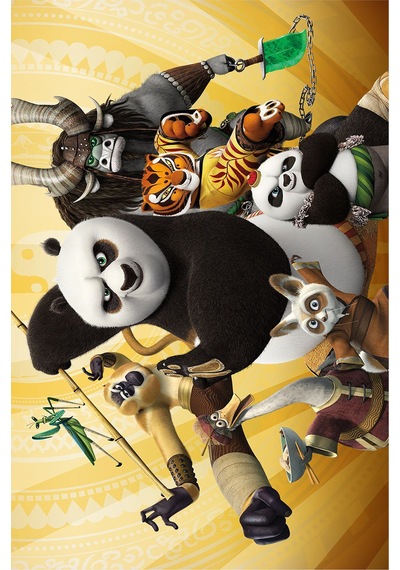 Dijital Baskılı Kung Fu Panda Desen Dekoratif Yıkanabilir Kaymaz Taban Çocuk Halısı Çok Renkli