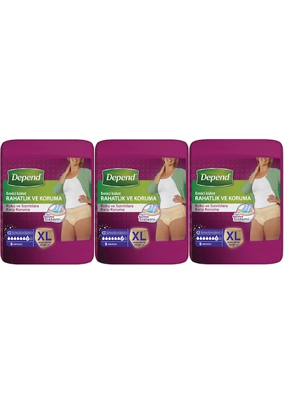 Depend Emici Külot Kadın Hasta Bezi Extra Büyük XL 3 x 9'lu