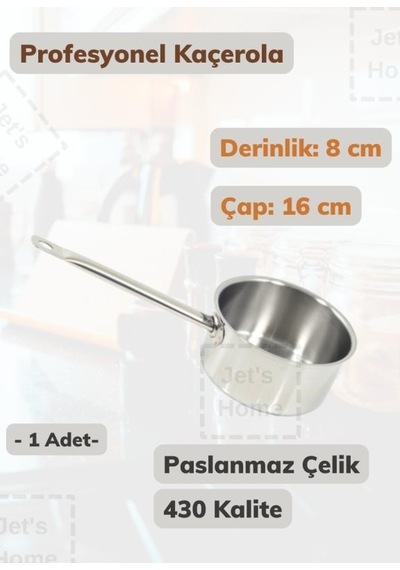 Profesyonel Kaçerola 16 Cm Paslanmaz Çelik 430 Kalite Gri
