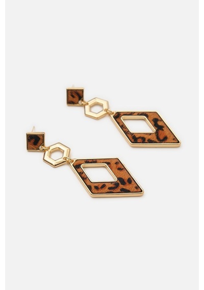 Leopar Desenli Küpe Gold