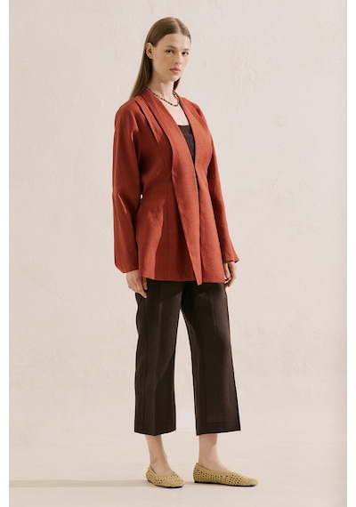 Manuka Keten Pileli Kimono Ceket Kiremit Ss26ckt00016-08