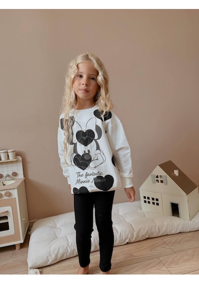 Miniko Kids Kız Çocuk Minnie Modelli Taytlı Takım Siyah