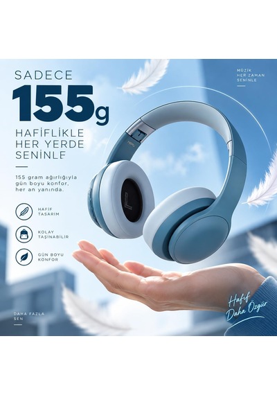 Hp-h01 Kablosuz Kulak Üstü Bluetooth Kulaklık Süper Bass + Yumuşak Yastık + Uzun Pil Ömrü