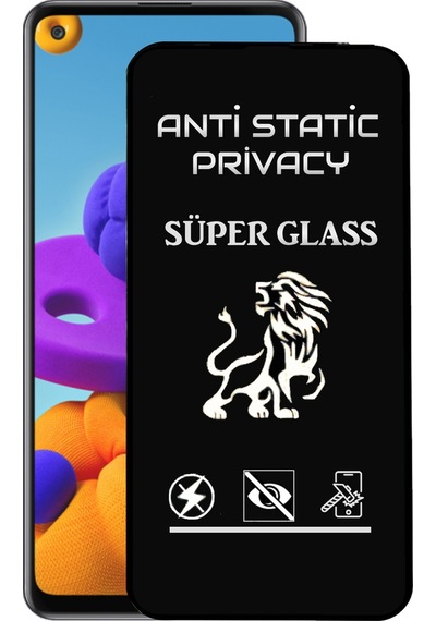 Samsung Galaxy Uyumlu A21s Tam Kaplayan Anti Statik Hayalet Süper Cam Ekran Koruyucu