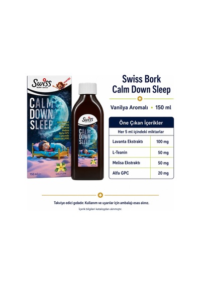 Swiss Bork Calm Down Sleep Vanilya Aromalı Sıvı Takviye 150 Ml