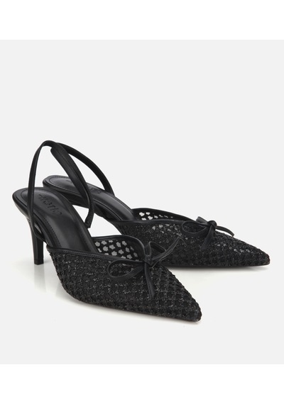 Hotiç Kadın Bej Hasır Detaylı Fiyonklu Kısa Topuklu Stiletto
