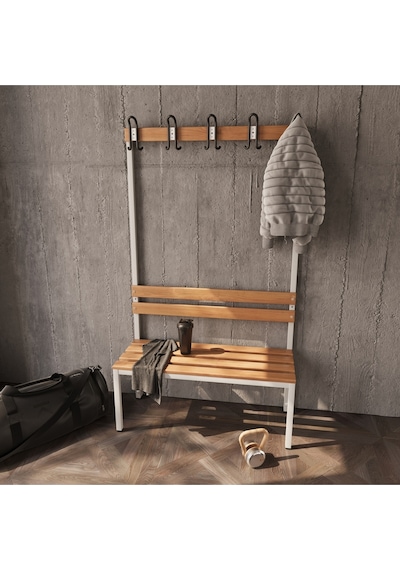 Ayakkabılıksız 4 Ayaklı Tek Taraflı Bank, Kanca Şeritli Bank, 5 Kanca, 100x43x170 Cm, Spor Bankı