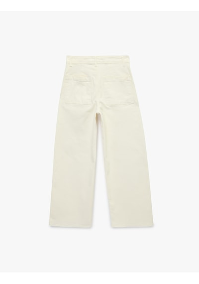 Koton Normal Bel Rahat Kalıp Kesik Paça Jean Pantolon - Culoette Jean Kırık Beyaz 6sal40004mw Ekru