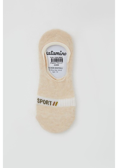 Katamino Erkek Çocuk Babet Çorap Sport Yazı Baskılı 7-14 Yaş, Krem