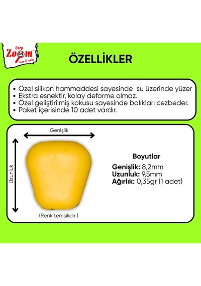 Yüzen Silikon Mısır Yem - Yüzen Sazan Mısırı - Mini - 10 Adet - Bal Kokulu