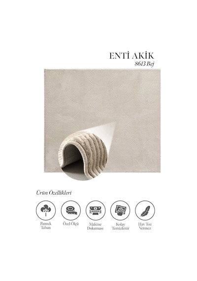 Hoom Rugs Akik 8613 Bej Modern Makine Halısı Bej