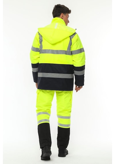 Uniprom İş Kabanı Parka Su Ve Rüzgar Geçirmez Rain Safety Model Membranlı Neon Sarı Erkek Neon Sarı