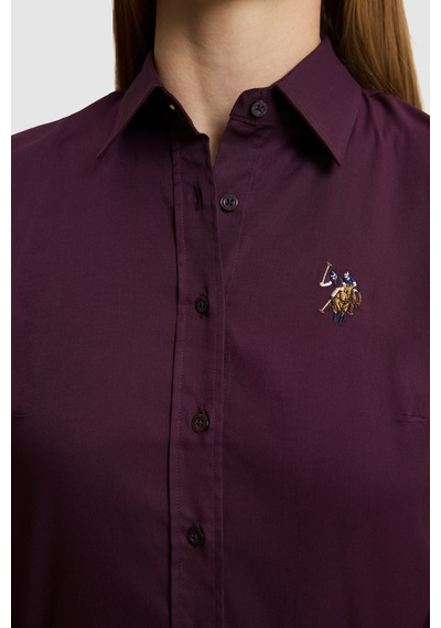 U.S. Polo Assn. Kadın Bordo Uzun Kollu Basic Gömlek 50329503-vr180 Dark Plum