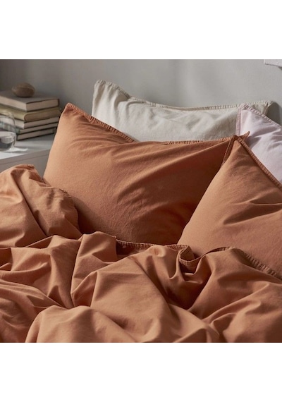 Ikea Angslılja Tek Kişilik Nevresim Takımı 150 X 200 Cm Kahverengi Kırmızı Kiremit