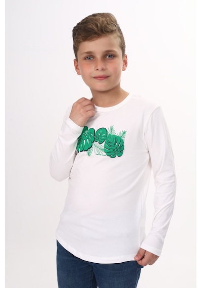 Toontoy Kids Toontoy Erkek Çocuk Yaprak Baskılı Tişört Ekru