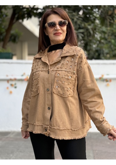 İtalyan Pullu Gabardin Ceket Camel 50 Bedene Kadar